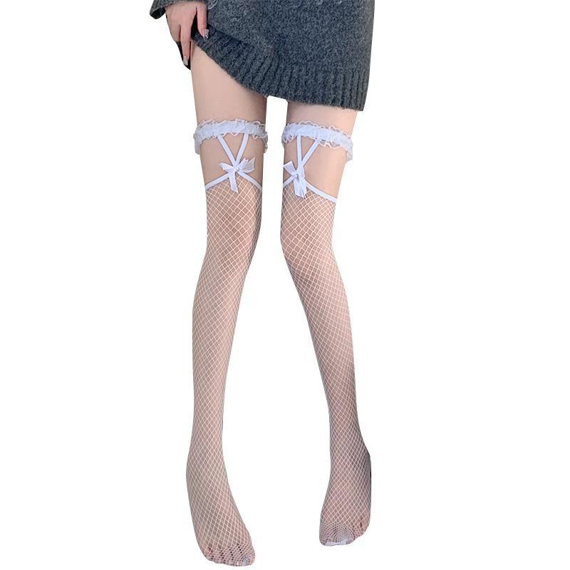 Sex Stockings Sexy Lace Silk Bow Long Legs Over Knee Fishnet Socks JK Lace Babes