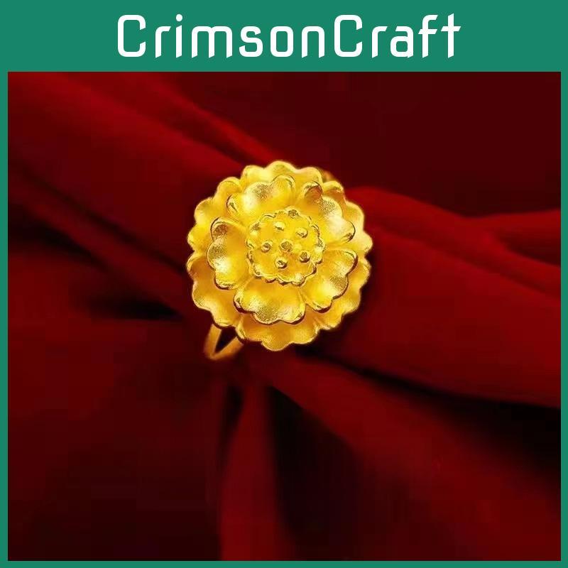 Goldplated Peony Stunning Ring For Women Featuring Adjustable Size And Sweet Floral Design