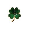 Natural Four-Leaf Clover Enamel Heart Brooch – Anti-Exposure Pin
