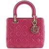 Lady Dior Medium Handbag Canage Pink Lambskin Women Used