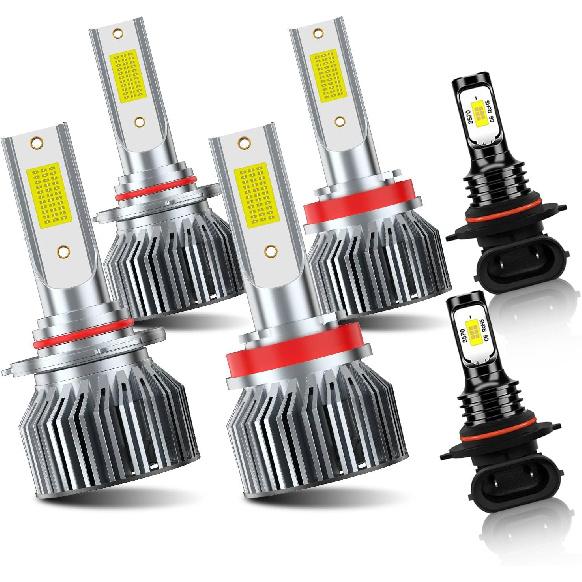 

Fits for Dodge Ram 1500 2500 3500 2013-2018, 800% Brighter High Low Beam Fog Light Bulbs Kits, 6000K White Plug-and-Play Lights Bulbs, Pack of 6 For Ram(2013-2018)6PCS