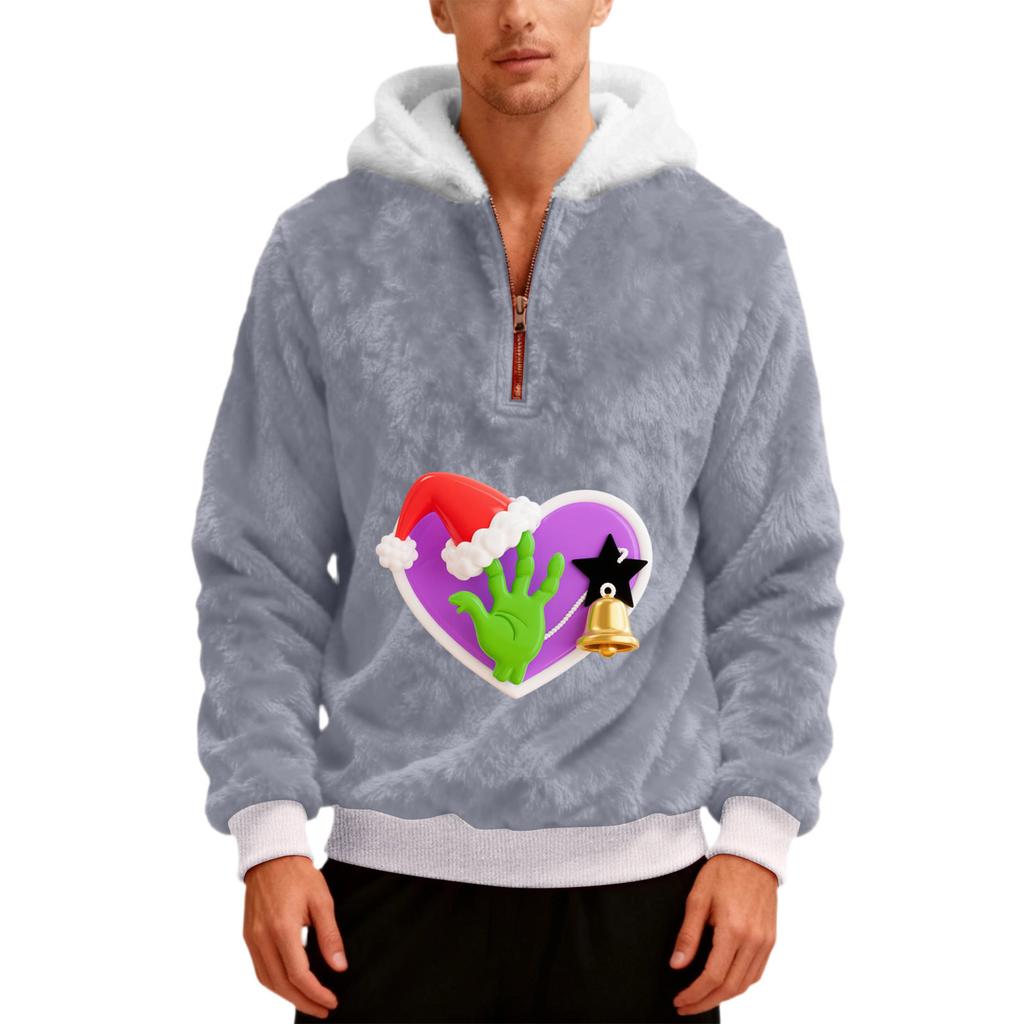 Men's Plush Half Zipper Hooded Hood Hoodie