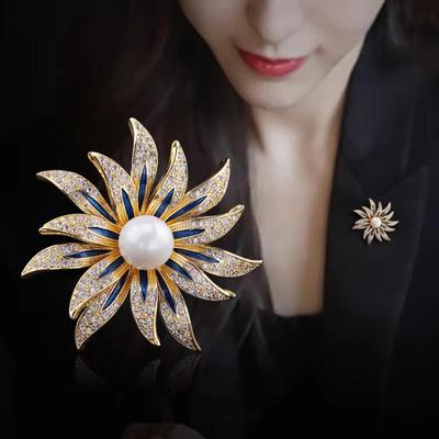 Spilla Girasole Perla di Alta Gamma, Squisito Senso del Design Spilla Corsage da Cappotto Accessori