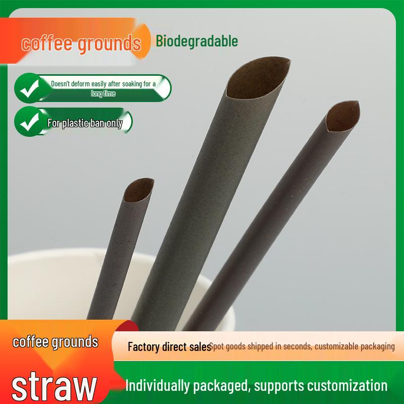 6mm Biodegradable Coffee Grounds PLA Straws - Hot Drink Safe, Food Grade, Individually Wrapped, Disposable