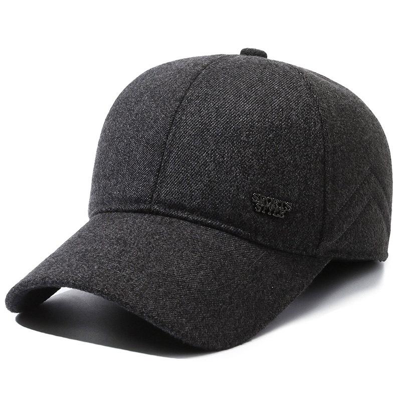 Men'S Thermal Ear Protection Cap Middle-Aged And Elderly Cotton Hat Dad Hat Cold-Proof Cap Outdoor Piled Thick Baseball Cap