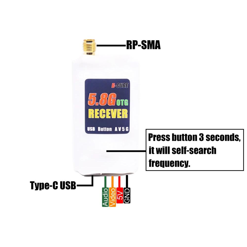 B-CUBE FPV Combo 5.8GHz FPV Transmitter 800mW VTX OTG Receiver 2000TVL 165° FOV 2.1mm Lens 1080P FPV Camera for RC Racing Drone