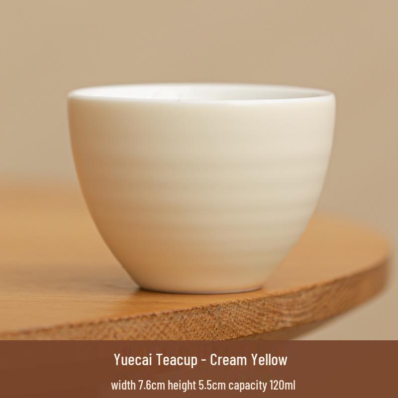 Cream-Colored Ceramic Tea Set with Teapot & Cups for Elegant Home or Office Afternoon Tea