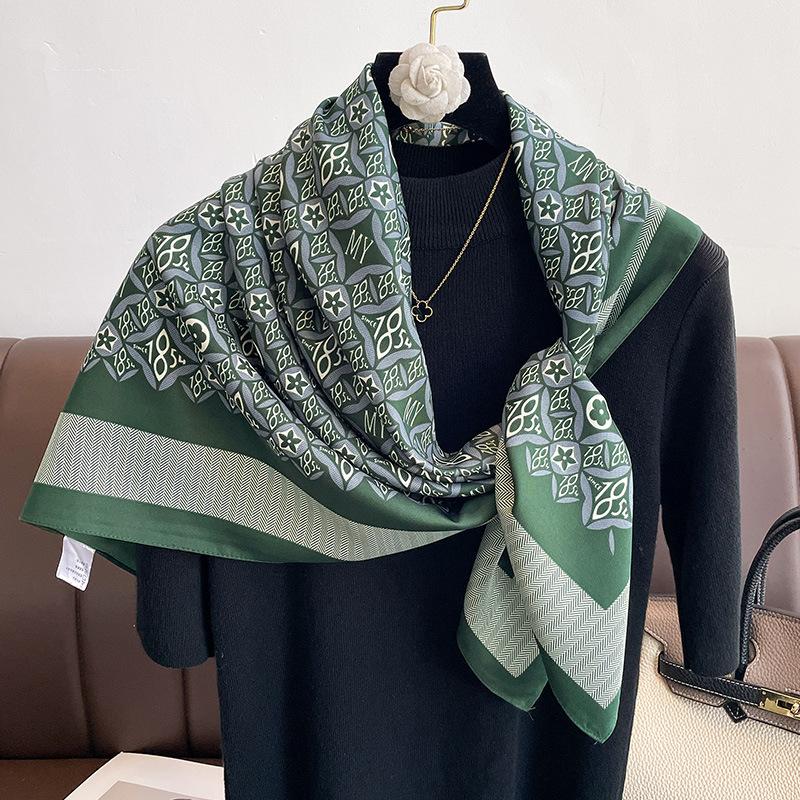 Retro printing spring and autumn summer fashion large square scarf scarf outer shawl sunscreen vacation high-end silk scarf women's models