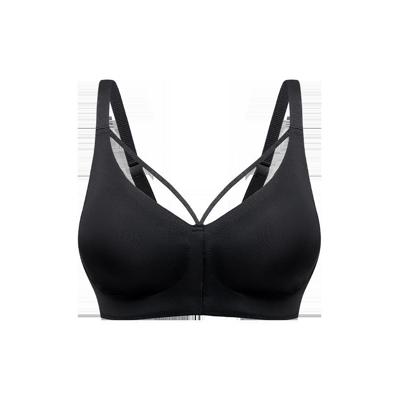 

No steel ring front buckle invisible breathable comfortable gathering upper support large size women s thin underwear women s bra bra S чёрный