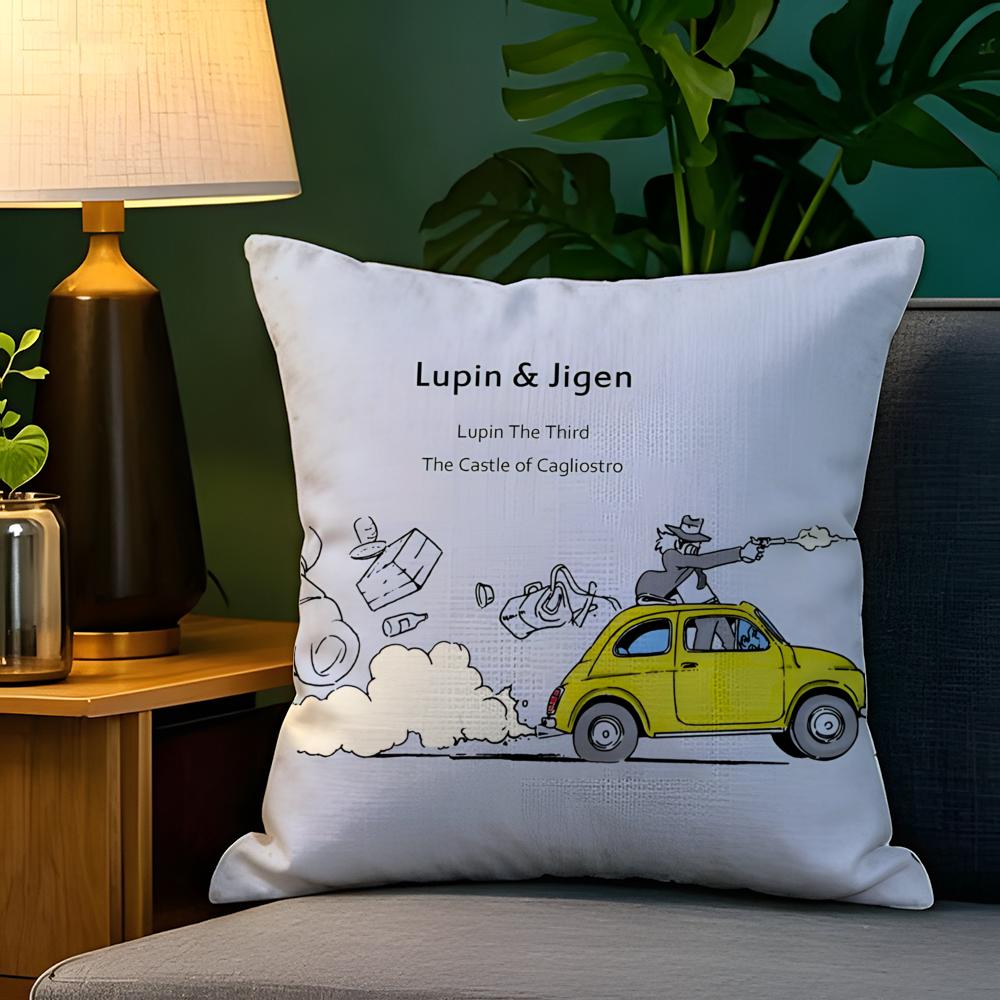 Cartoon Comic Arsene L-Lupin The Third 4 Pillow Case Natural Linen Pillow Case Double-Sided Decor Sofa Pillowcase Home Decor