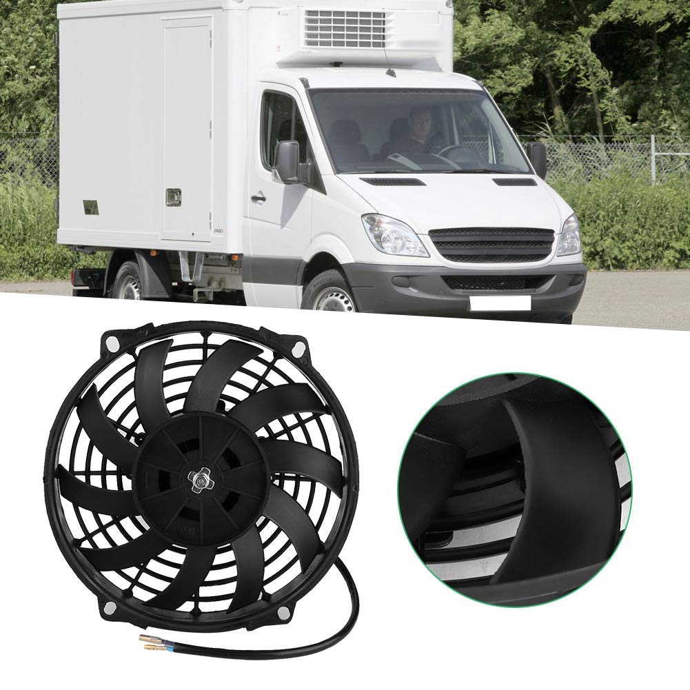 Univerzální 24V chladicí ventilátor do auta se zakřivenými lopatkami pro klimatizaci a elektrický chladicí ventilátor kondenzátoru 9palcový Kondenzátor, Ventilátor,