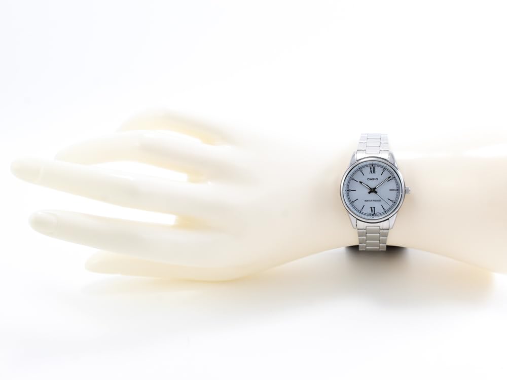 CASIO Quartz Analog Stainless Women's Watch, Steel, Silver/Sky Blue, LTP-V005D-2B3 [Used]