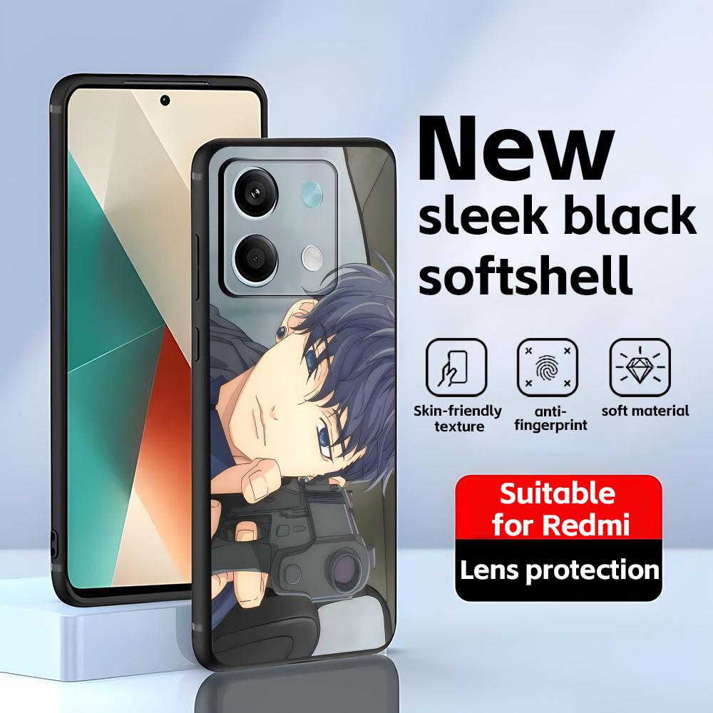 Ein Mädchen & Ihr Wachhund Handyhülle Für Redmi Note 14 13 12 11 Pro Plus S 5G 14C A3 Weiche Schwarze Handyhülle
