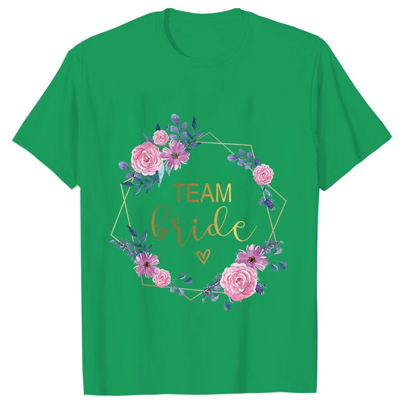 

Свадебная футболка для невесты Женские блузки Future Team Bride Модные топы с цветочным венком Одиночные футболки для прощальной вечеринки, девичника 3XL