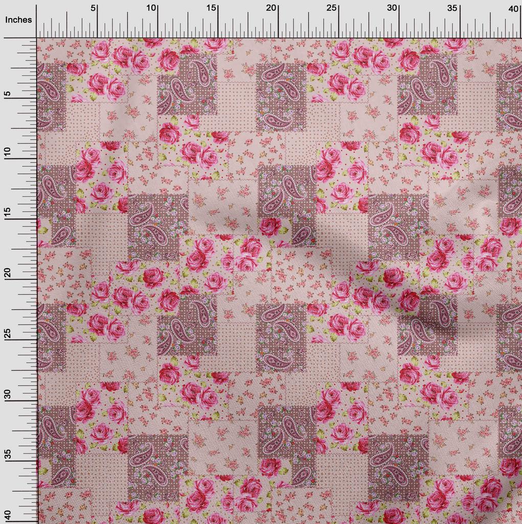 oneOone Cotton Flex Dark Rose Brown Fabric Florals Fabric For Sewing Printed Craft Fabric By The Yard 40 Inch