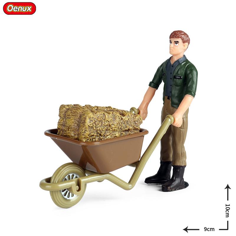 Oenux Home Decoration Equestrian Fencing Palm Trees Simulation Farm Cow Horse Animal Model Action Figures Miniature Cute Kid Toy