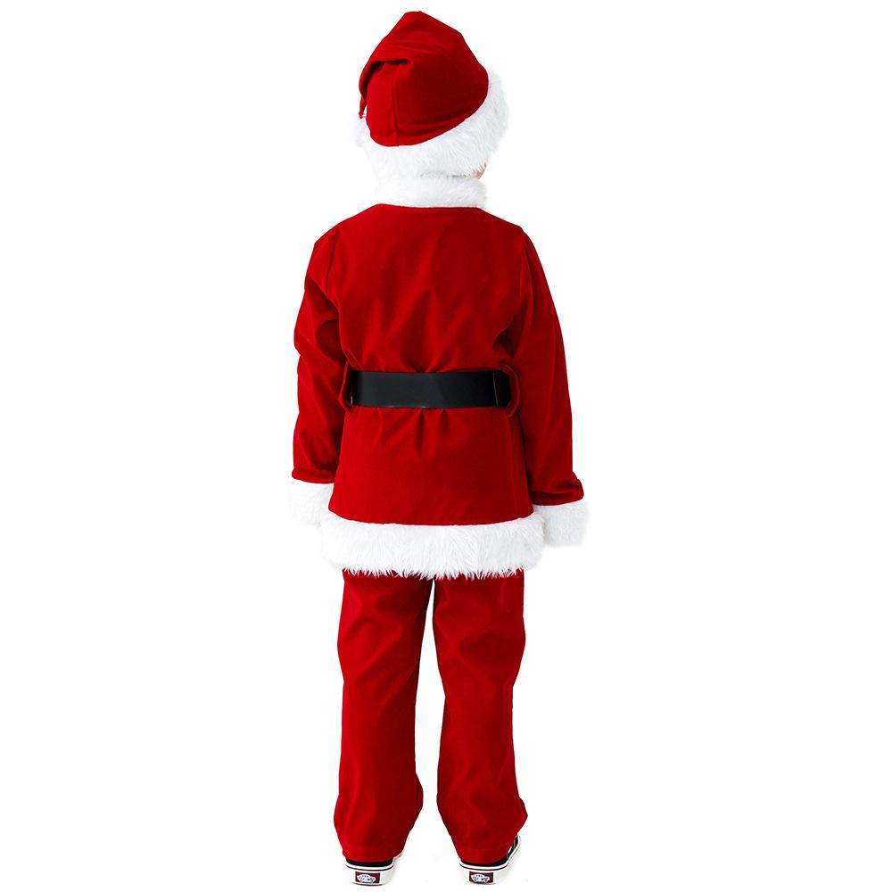 Dětské chlapecké sady Santa Claus Vánoční červená čepice pásek bunda top kalhoty dětské vánoční novoroční cosplay kostýmy předškolní vystoupení role play outfit