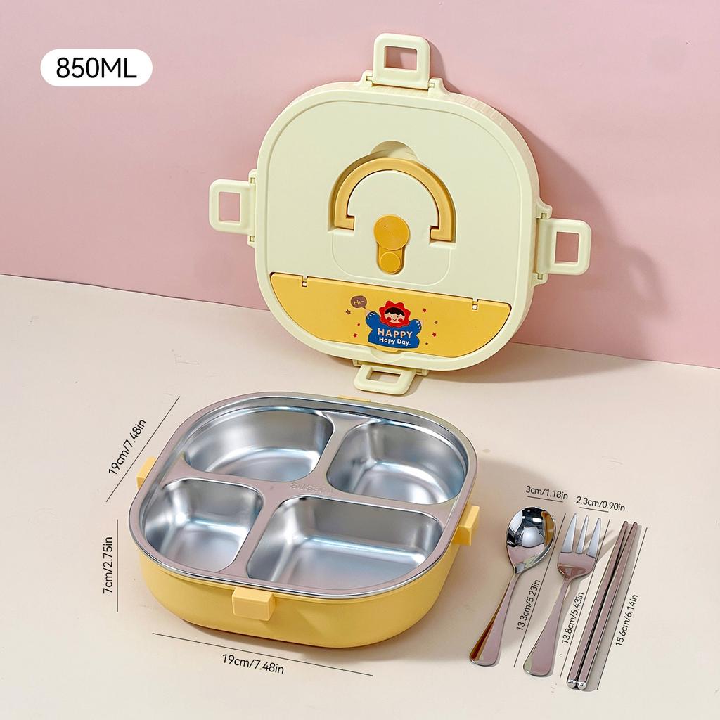 WORTHBUY 4/5 Compartment Portable Bento Lunch Box Microwave Safe Sealed 304 Stainless Steel Lunch Container Set For Kids Student