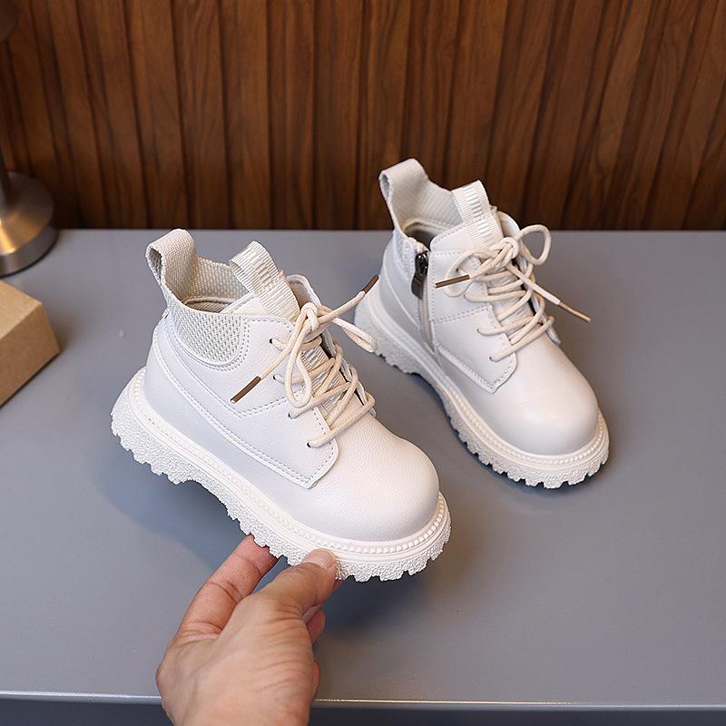 

Children s shoes, kids Martin boots, autumn and winter models, boys British-style leather boots, girls short boots, baby shoes 21-25Code1Hand5Double sta