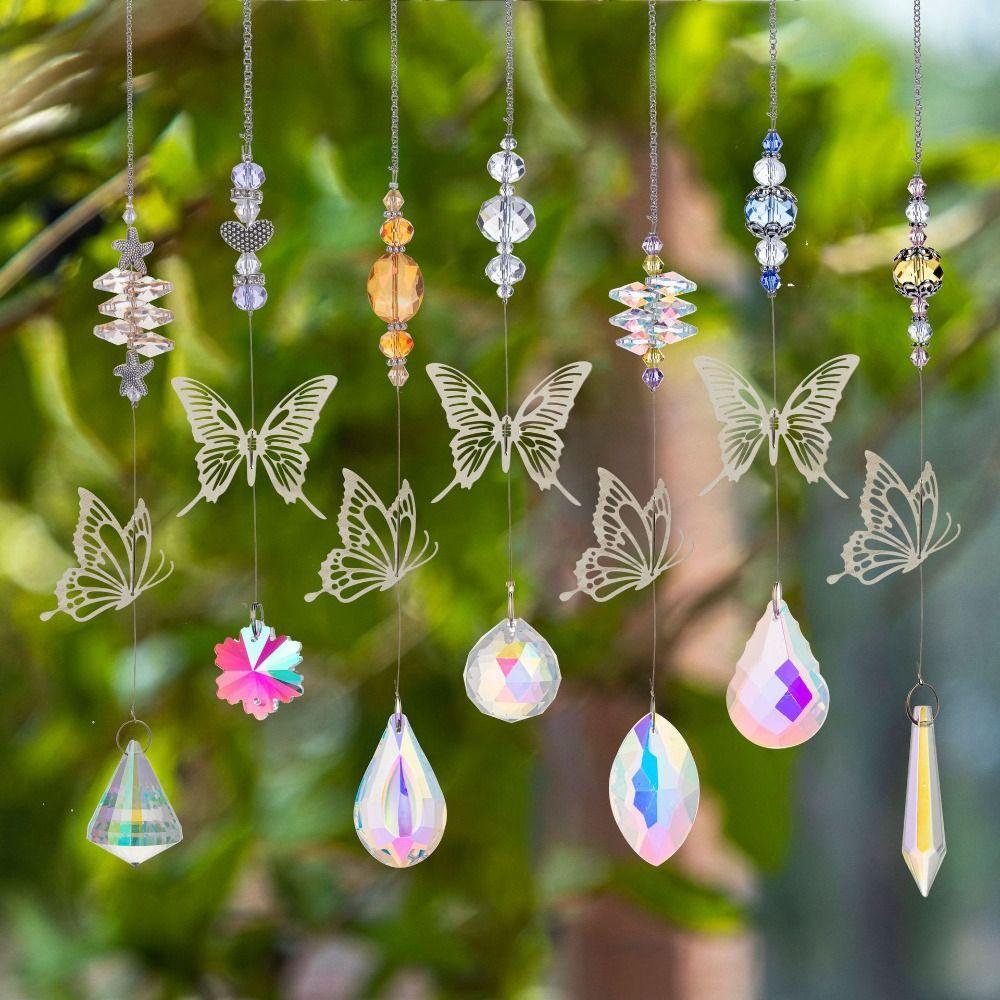 7Pcs Rotating Animal Butterfly Prism Ball Pendant Coloured Light Collection Pendant  Scenic Spot