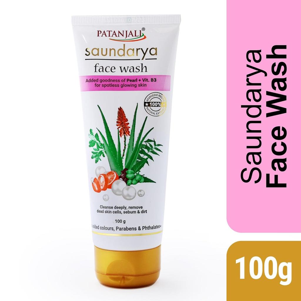 Patanjali Saundarya Deep Cleansing Face Wash 100 G For All Skin Types Daily Gentle Hydrating Cleanser For Fresh Glow