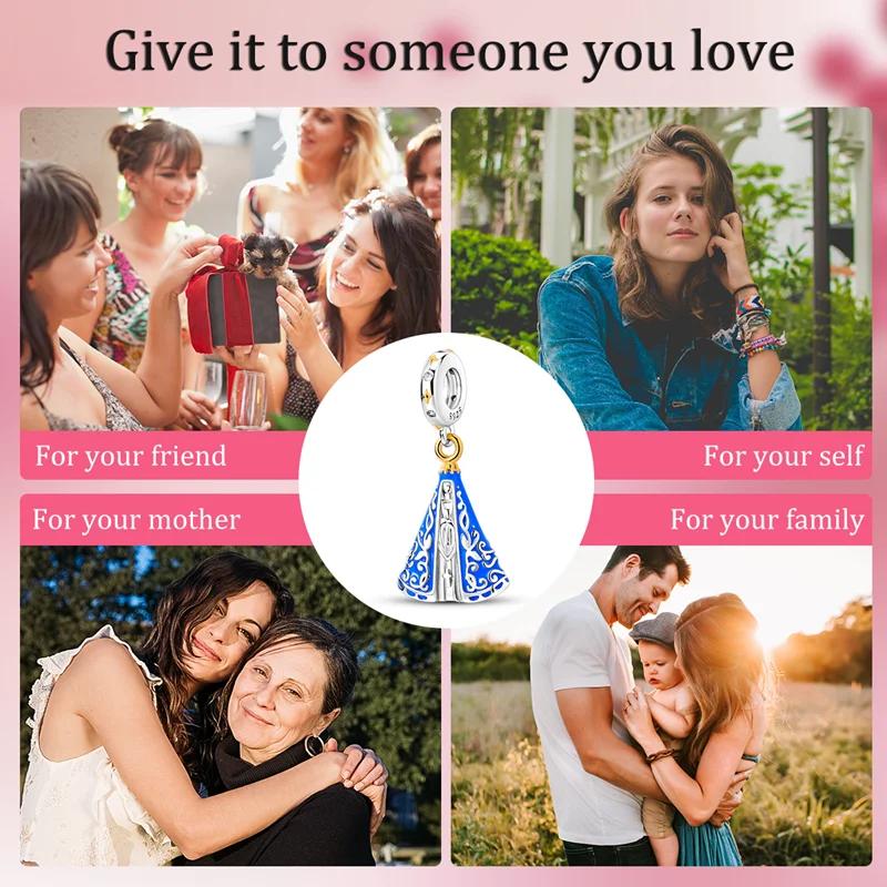 Real Copperour Lady Charm Bead The Virgin Mary Dangle Fitoriginal Bracelet Fine Jewelry Diy Gift For Women