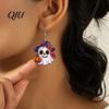 Decorative Earrings 1 Pair Mexico Day of The Dead for Women, Acrylic Halloween Women Flower Ghost Dangle Drop Costume, Cosplay Party Holiday