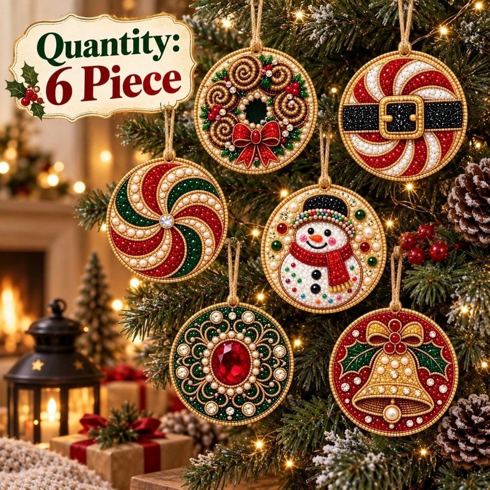 6 stuks DIY Ambachtelijke Parel Diamant Schilderen Kit Kerstman Kerstboom Hangend Ornament Kerst Thema