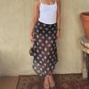 Summer Polka Dots Midi Skirt Women 2026 Sexy High Waisted Asymmetrical Hem Semi Sheer Flowy Beach Boho Skirts