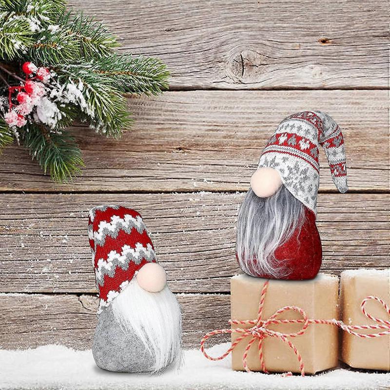 Christmas Gnomes Plush Decorations, Set Of 3 Handmade Swedish Gnomes Tomte, Scandinavian Santa Gnomes Elf