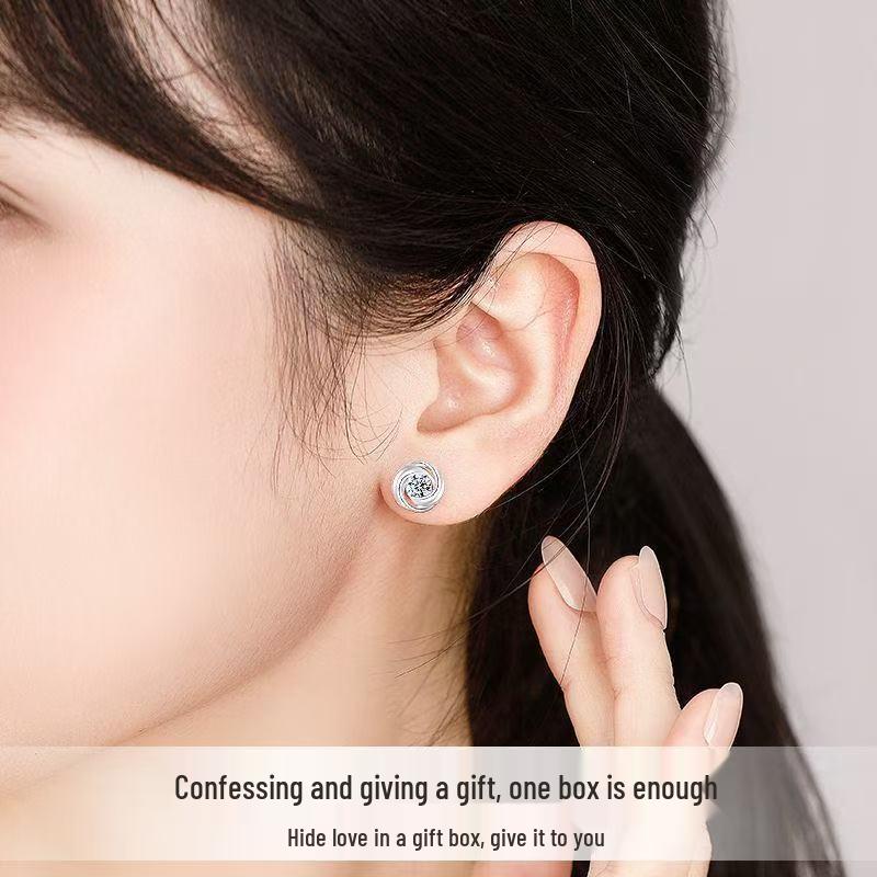 2025 Women's Sterling Silver Stud Earrings Set - Luxurious Gift Box for Wife or Girlfriend