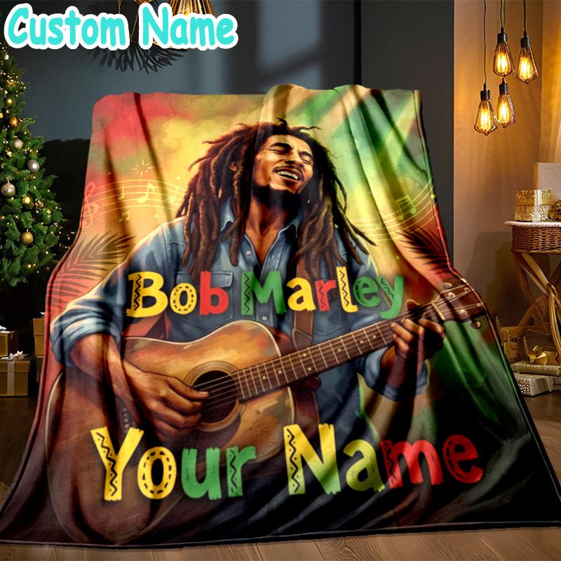 Individuelle Decke mit Bob Marley Motiv - Perfekt für Sofa, Bett, Büro und Reisen im Freien - Ideales Geschenk für Weihnachten & Feiertage