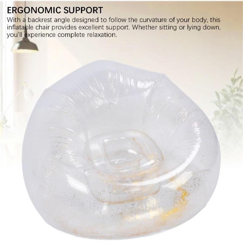 Inflatable Chair Comfortable Relaxing Transparent Ergonomic Space Saving PVC Blow Up Couch Chair