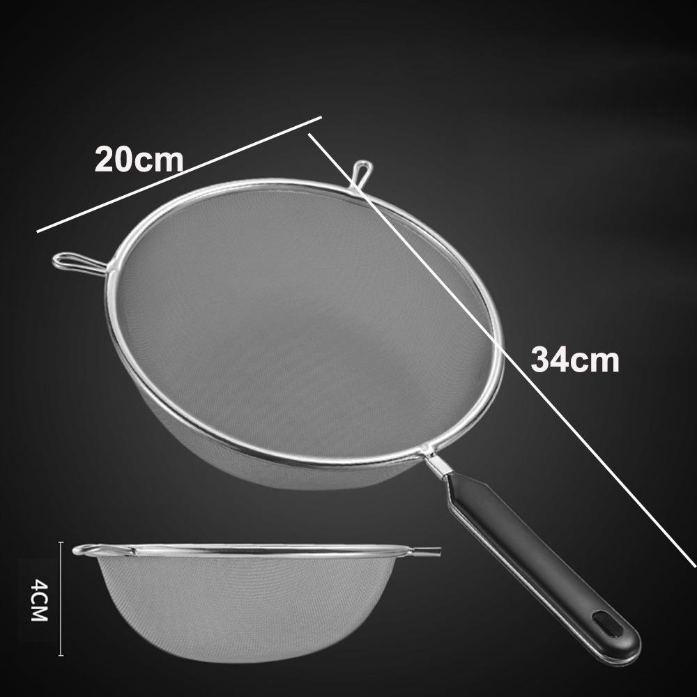 12 14 16 20 22cm Food Strainer Colander Stainless Steel Fine Mesh Strainer  for Kitchen