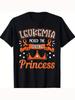 Leukemia Chose the Wrong Princess Cancer Awareness T-Shirt - Soft, Crew Neck, Short Sleeve Bold Black with Orange and White Patterns, Perfect for S
