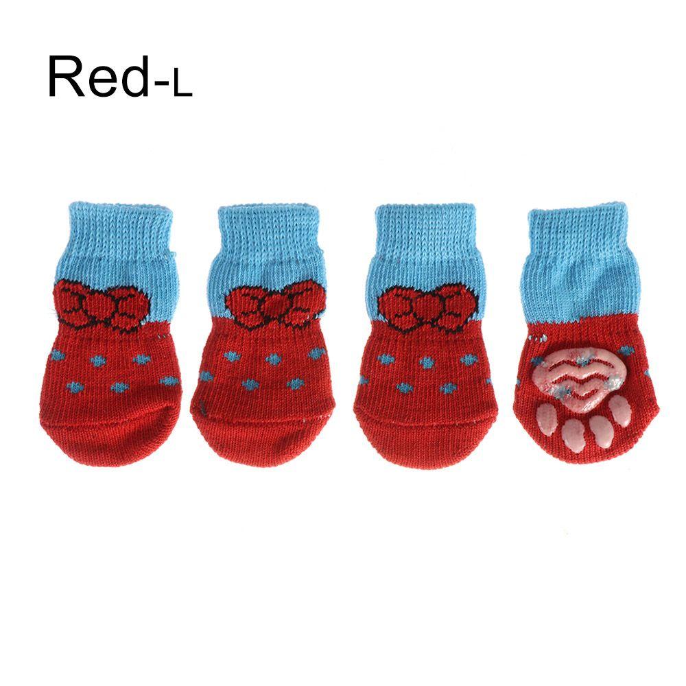4Pcs/set Paw Protectors Candy Color Pet Supplies Puppy Boots Anti-Slip Dog Shoes Knitted Socks