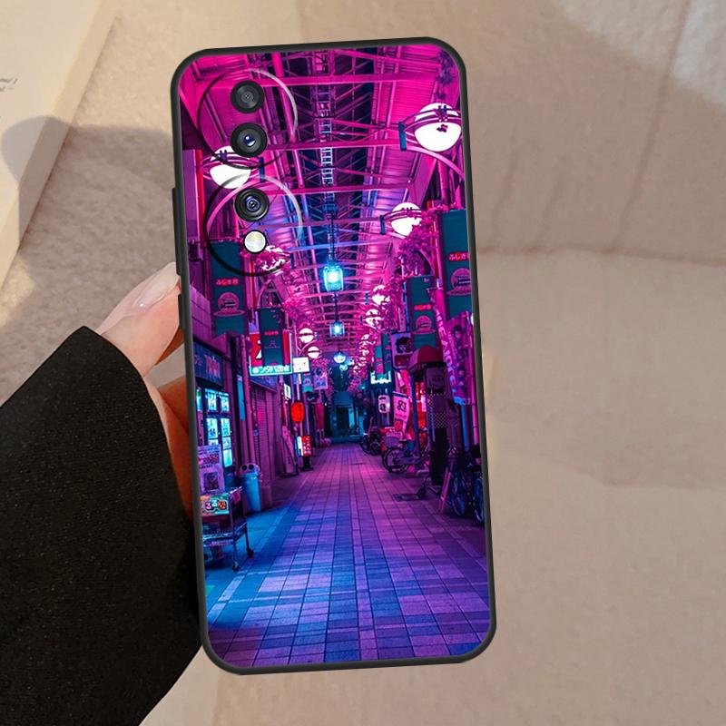 Japanese Night City Aesthetic For Honor Magic V5 5 6 7 Pro Case For Honor 200 400 Lite 50 70 90 X8a X8b X9a X9b X9c Cover