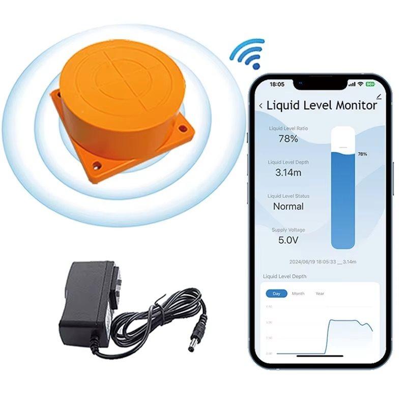 A84X-ME201W Wifi For Tuya Smartlife APP Compatible Ultrasonic Water Level Monitor Indicator Sensor US US Plug