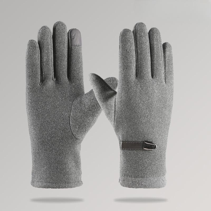 Warm Gloves for Outdoor Riding Men's Sports Warm Touch Screen Windproof Rabbit Velvet Plus Velvet Autumn and Winter Coldproof Gloves
