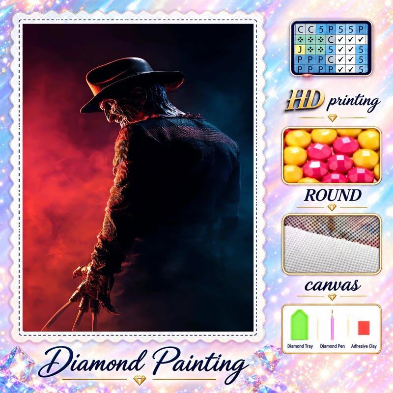 A Nightmare on Elm Street Freddy Krueger Diamond Painting Kit 5D Full Drill DIY Diamond Mosaic Wall Art Home Decor