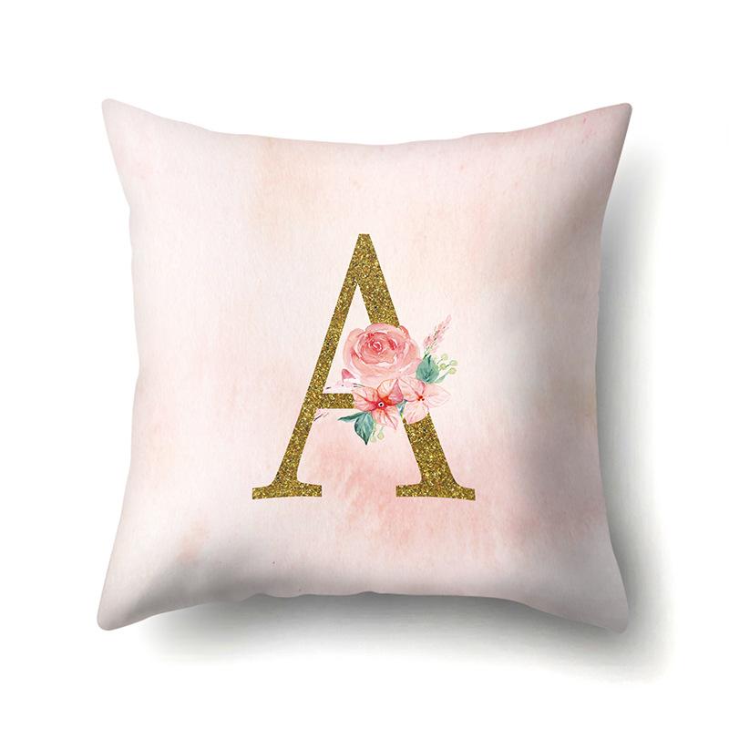 Polyester Pillowcase Home Fantasy Watercolor Print Pillowcase 26 English Letter Cushion Cover