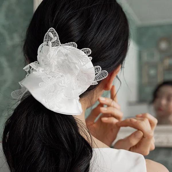 Flower Lace Satin Scrunchie JP-26-099S