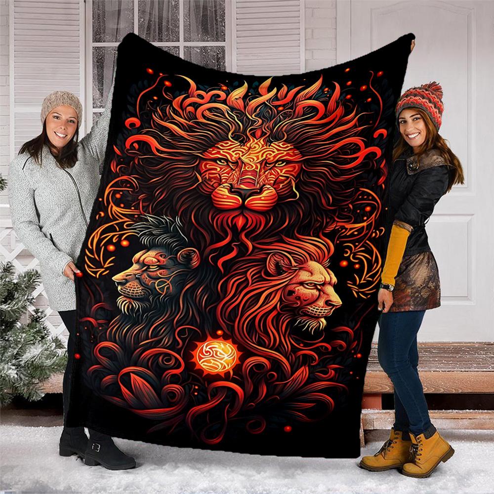 1pc Lion Head Ornament Outdoor Blanket, Soft And Comfortable Blanket, Casual Warm Outdoor Blanket, Good Birthday Gift Yy251201163
