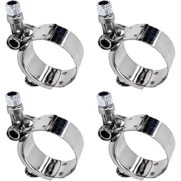 4 PCS 2" T-Bolt Hose Clamp, Stainless Steel Adjustable Pipe Clamp with Working Range 57-65mm, Heavy-Duty Turbo Intake Intercooler Clamps ert Locknut