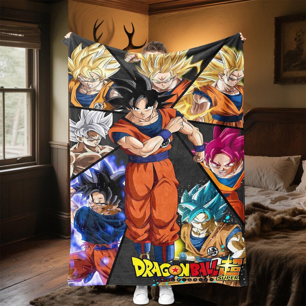 1PC Dragon Ball Super  Print Flannel Blanket, High quality All Seasons, Home Decor, Warmth and Comfort, Perfect for Christmas Gifts