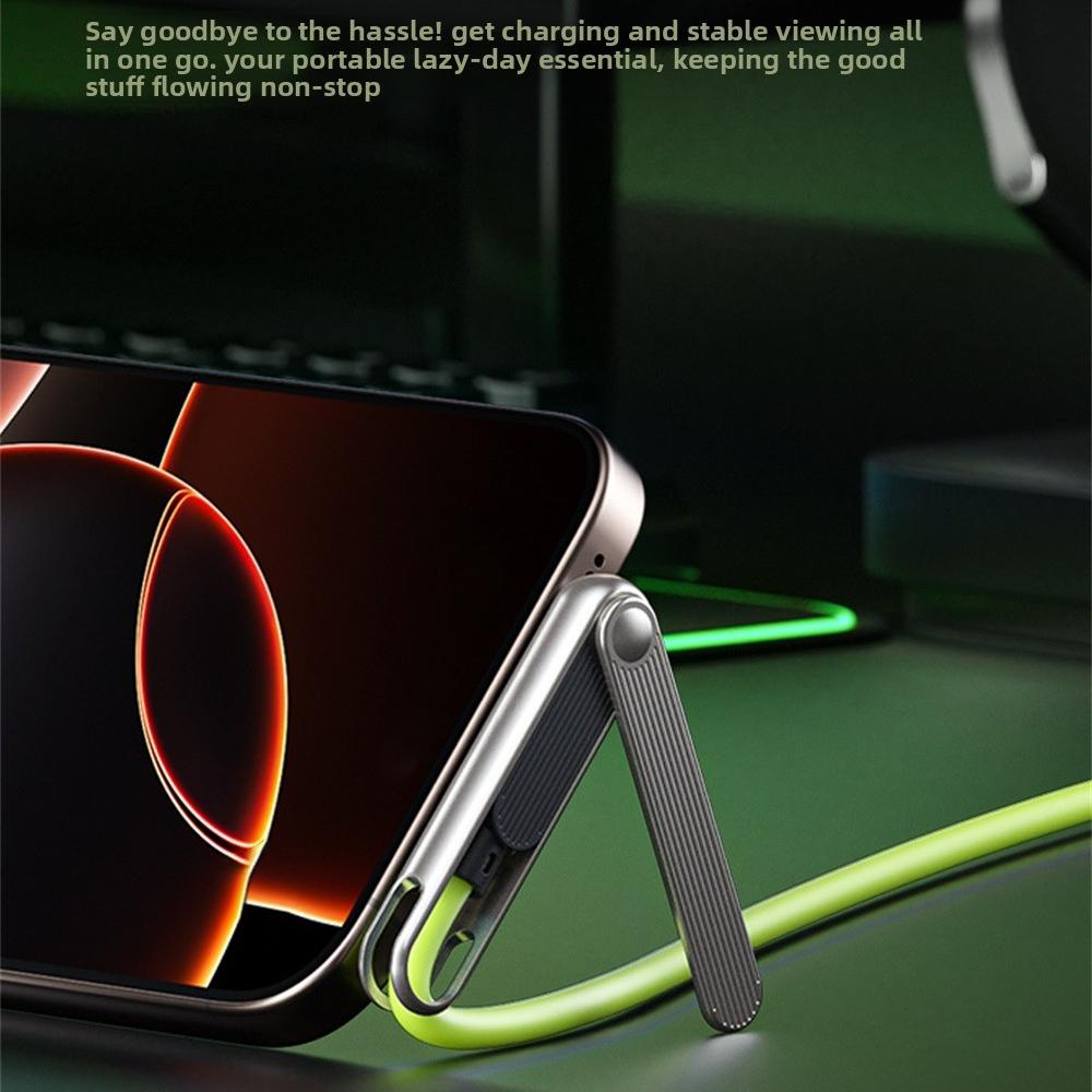 New 2 In 1 Charging Cable Folding Bracket USB To Type C 240W Fast Charging Cable Phone Tablet Foldable Holder Earphone Data Wire