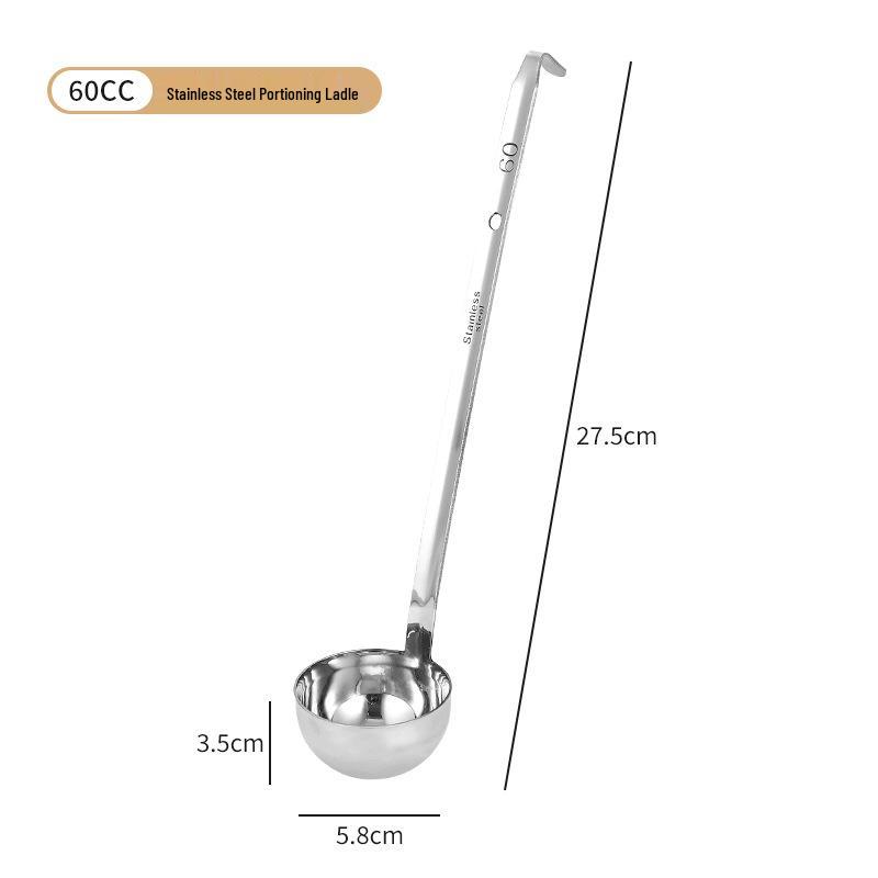 Stainless Steel Deepened Quantitative Spoon - Long Handle, Ounce Measure, Multiple Sizes, Ideal for Soups and Juices.