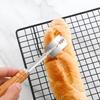 Wooden Handle Curved Bread Slicer Creative Stainless Steel Bread Shaping Knife Dough Dividing Knife
