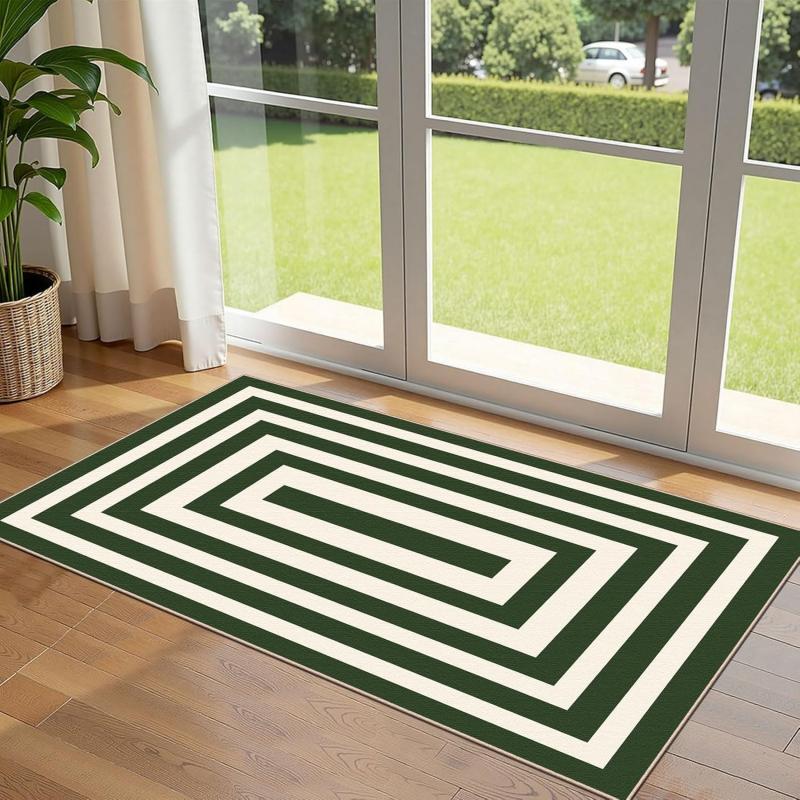 Tropical Green Leaf Welcome Floor Mat - Bohemian Slip-resistant Washable Indoor/Outdoor Entrance Rug for Home Decoration