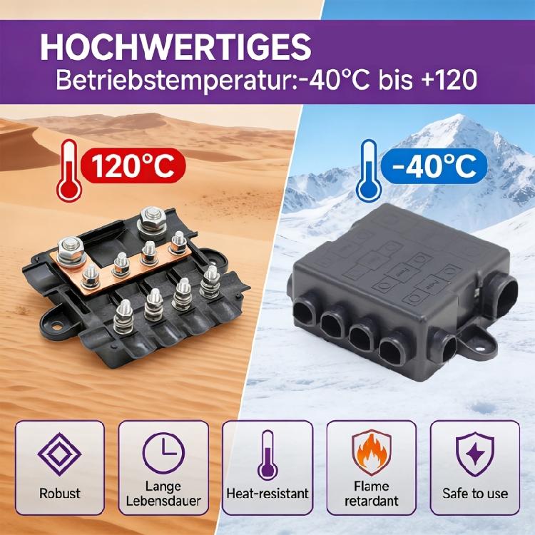 Fuses Holder Power Distribution Busbar Easy Installation Fuses Box for Car Boat 5 Ways Connection